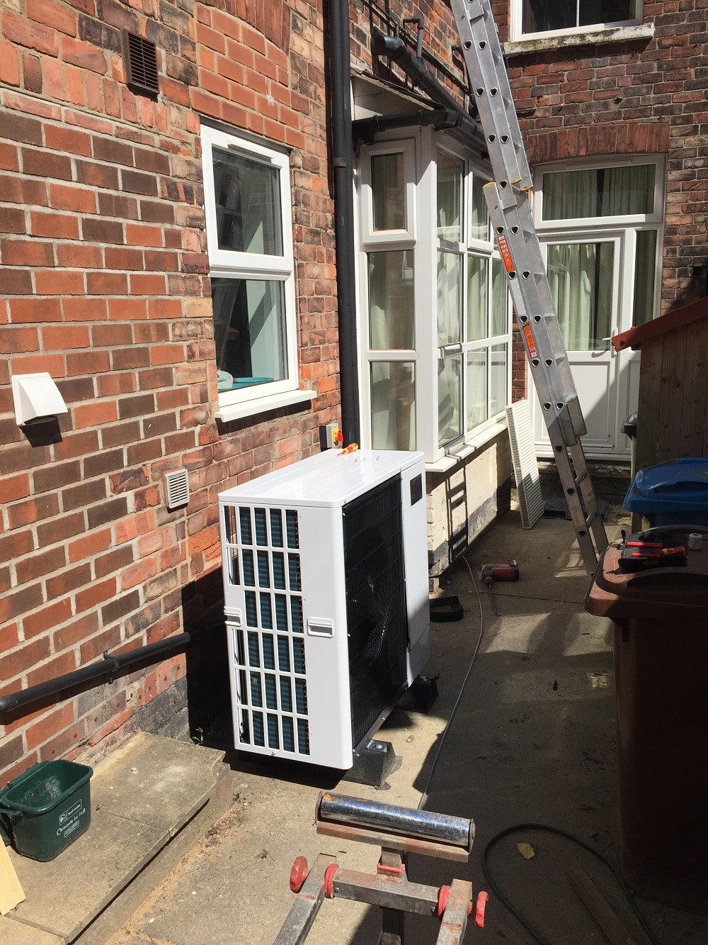 image of newly installed air source heat pump