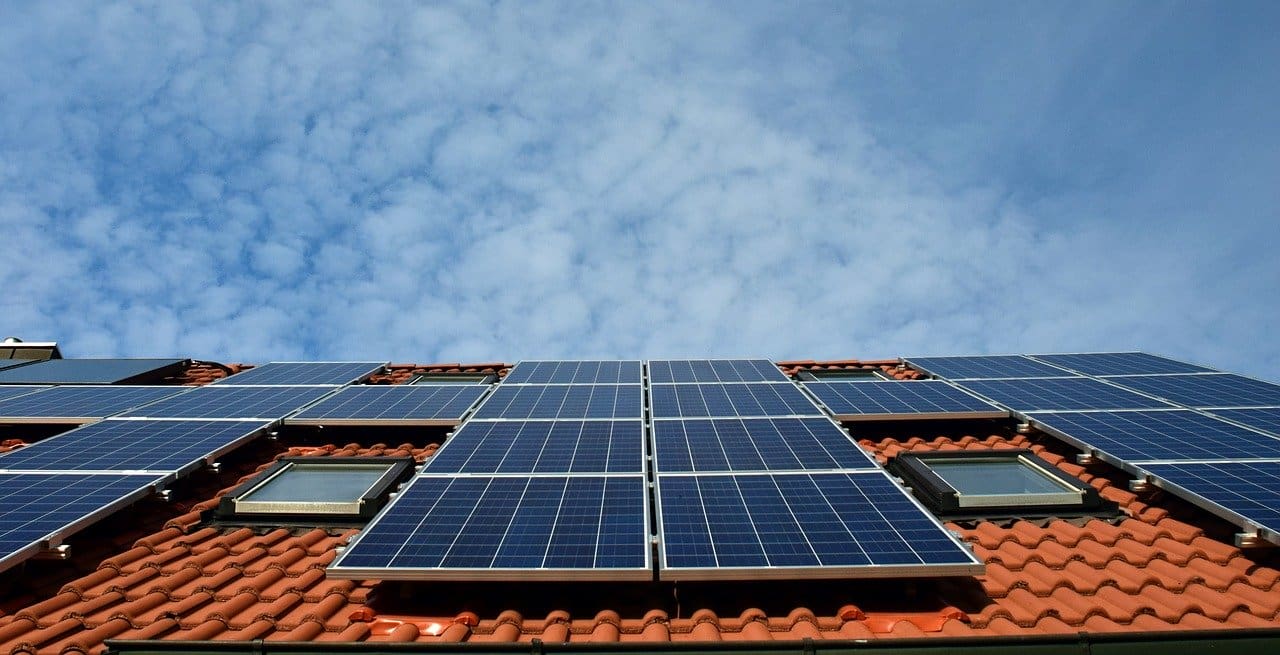 image of solar panels installed for renewable heating