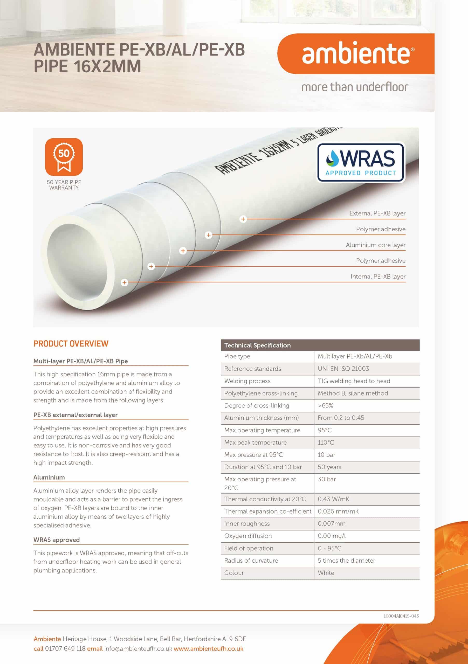 AMBIENTE 16mm PEX-AL-PEX Pipe